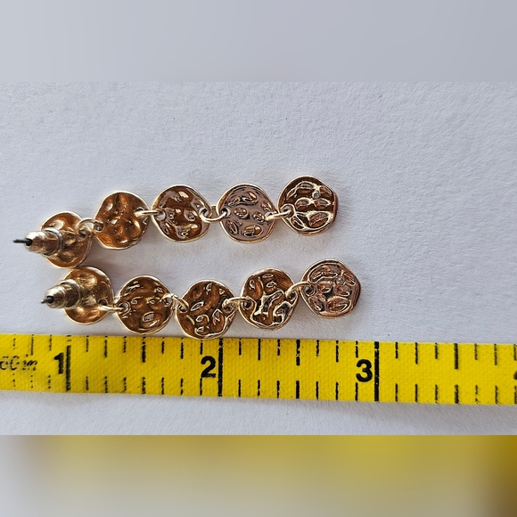 Designer Gold Round Texture Dangle Earrings - Picture 4 of 5